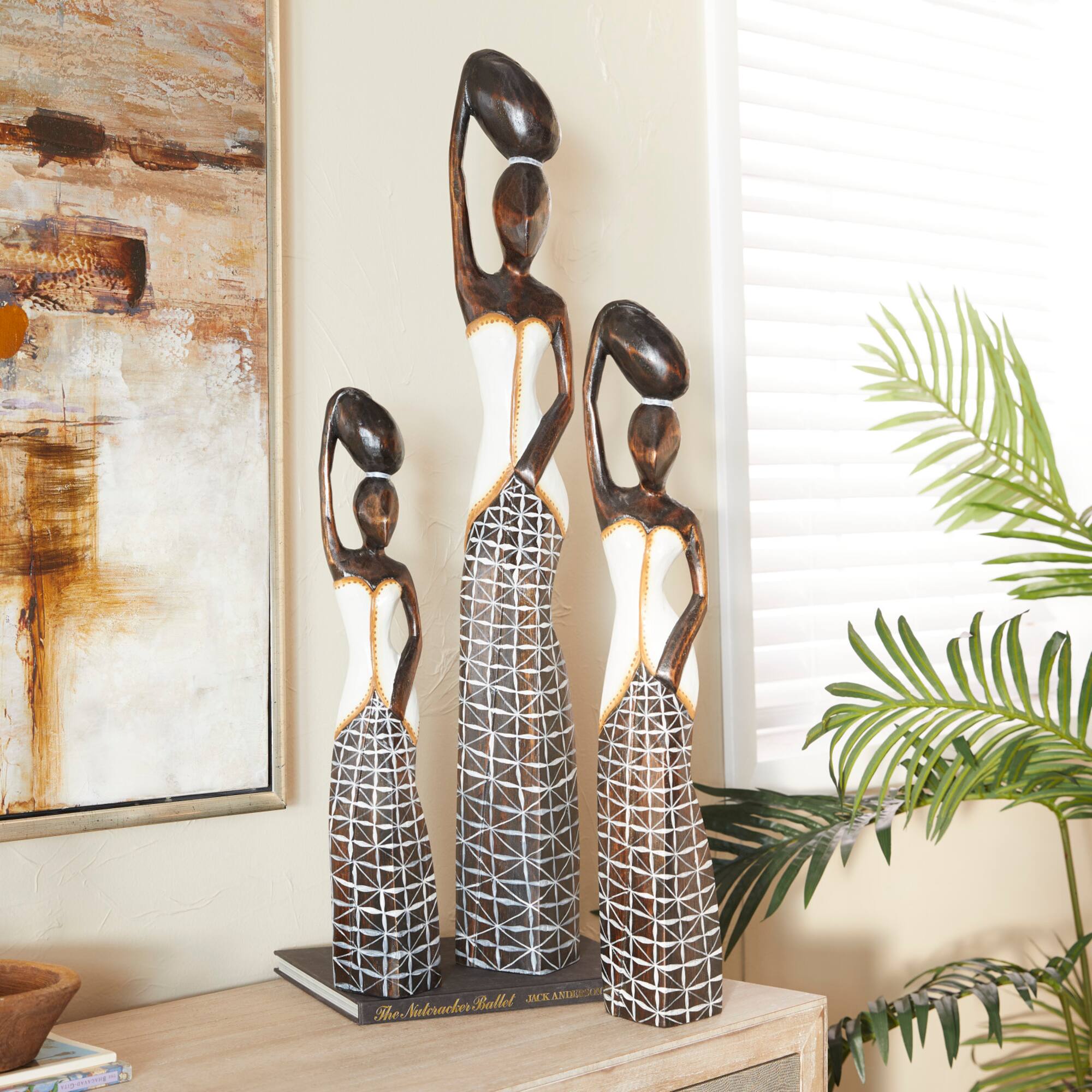 Set of 3 Gold Albizia Bohemian Sculpture, 4" x 4" x 4"